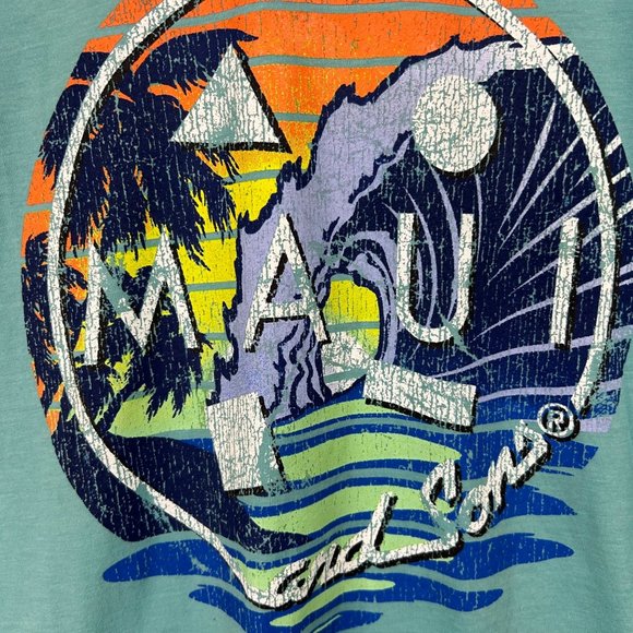 NWT Maui and Sons Logo Heather Pool Blue Tee Shirt Men's M - Picture 3 of 9